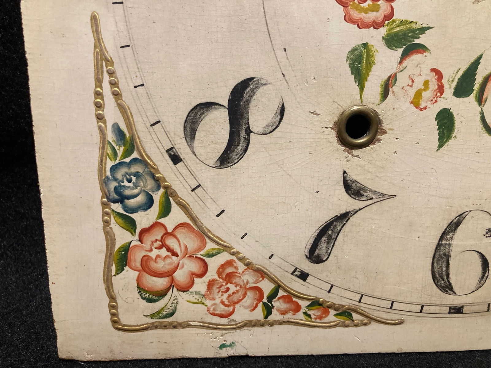 19thc original hand painted wooden clock face - 3
