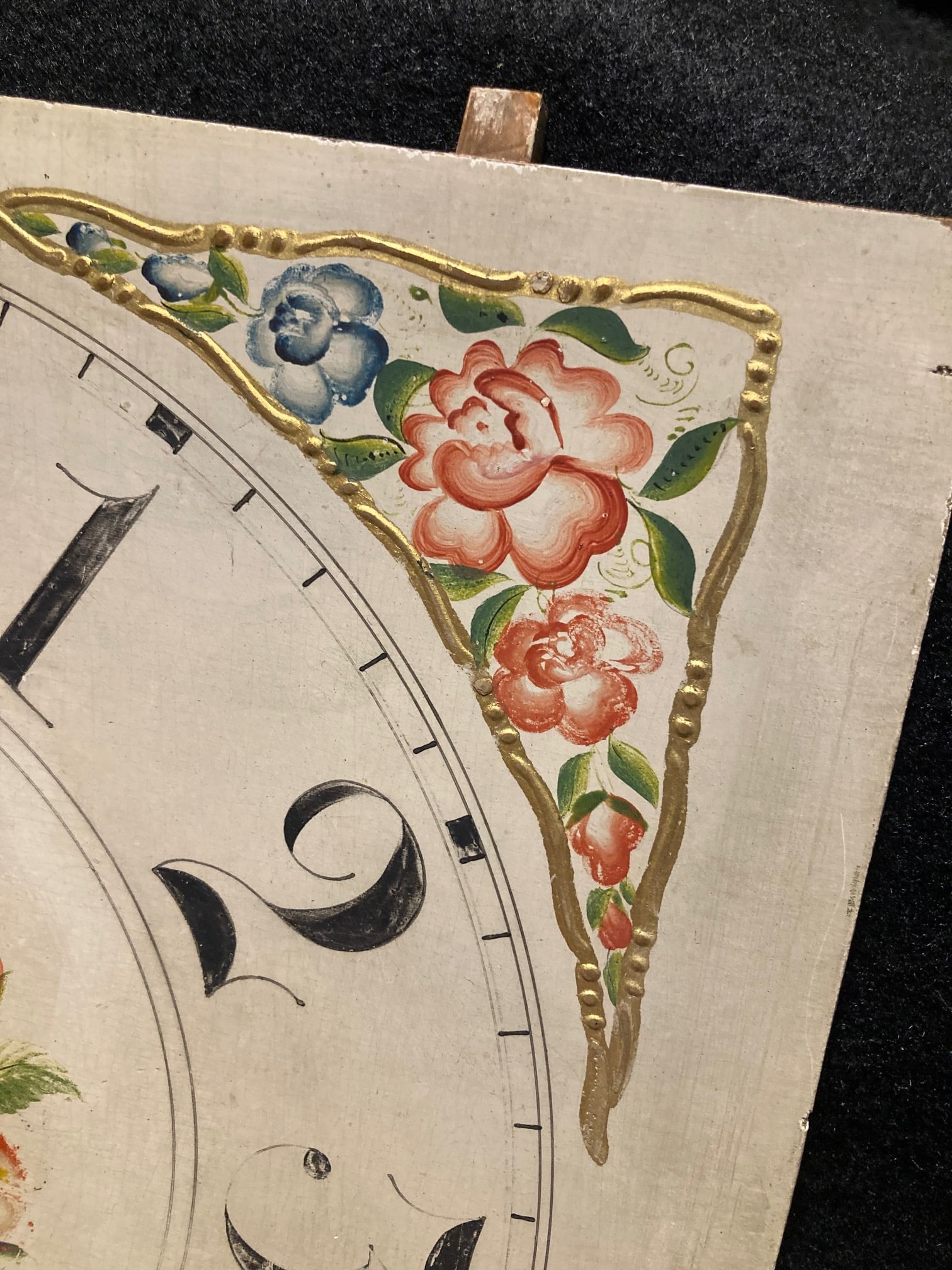 19thc original hand painted wooden clock face - 5