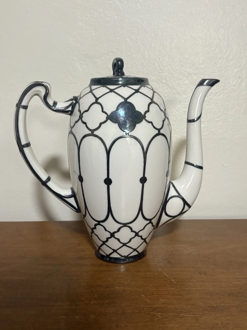 Lenox Porcelain Silver Overlay Tea Set - 2