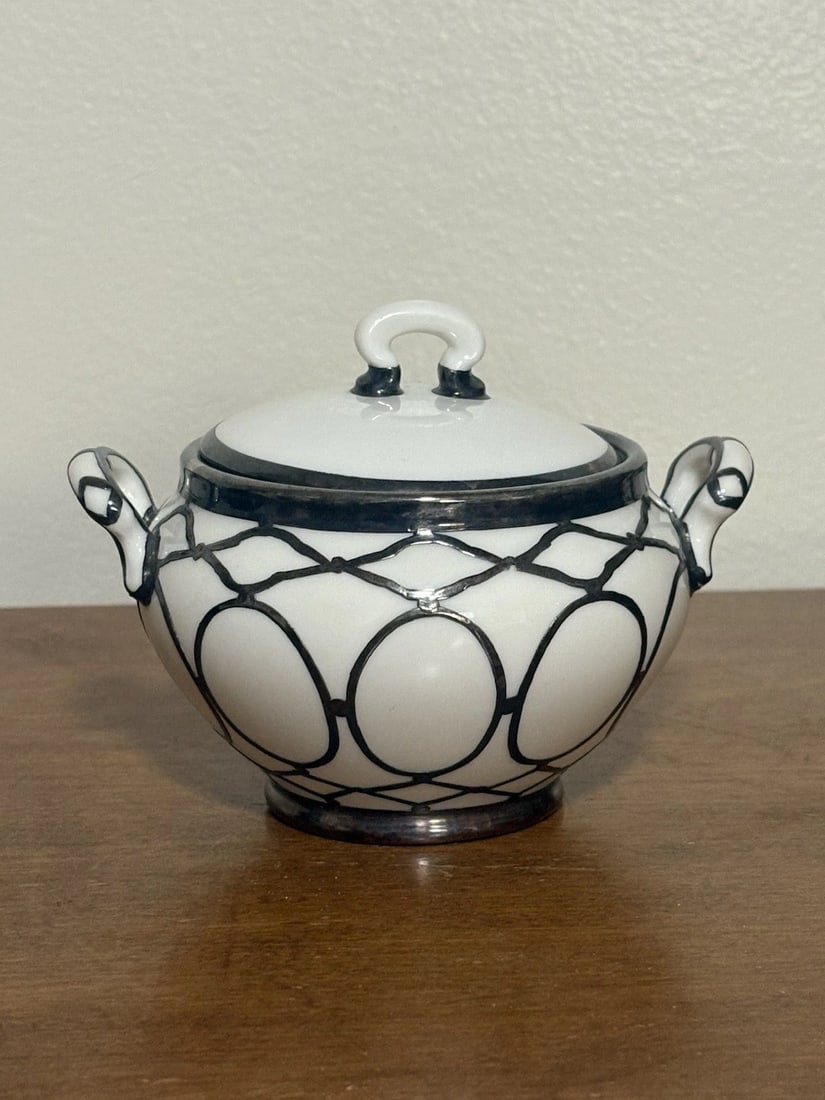 Lenox Porcelain Silver Overlay Tea Set - 4