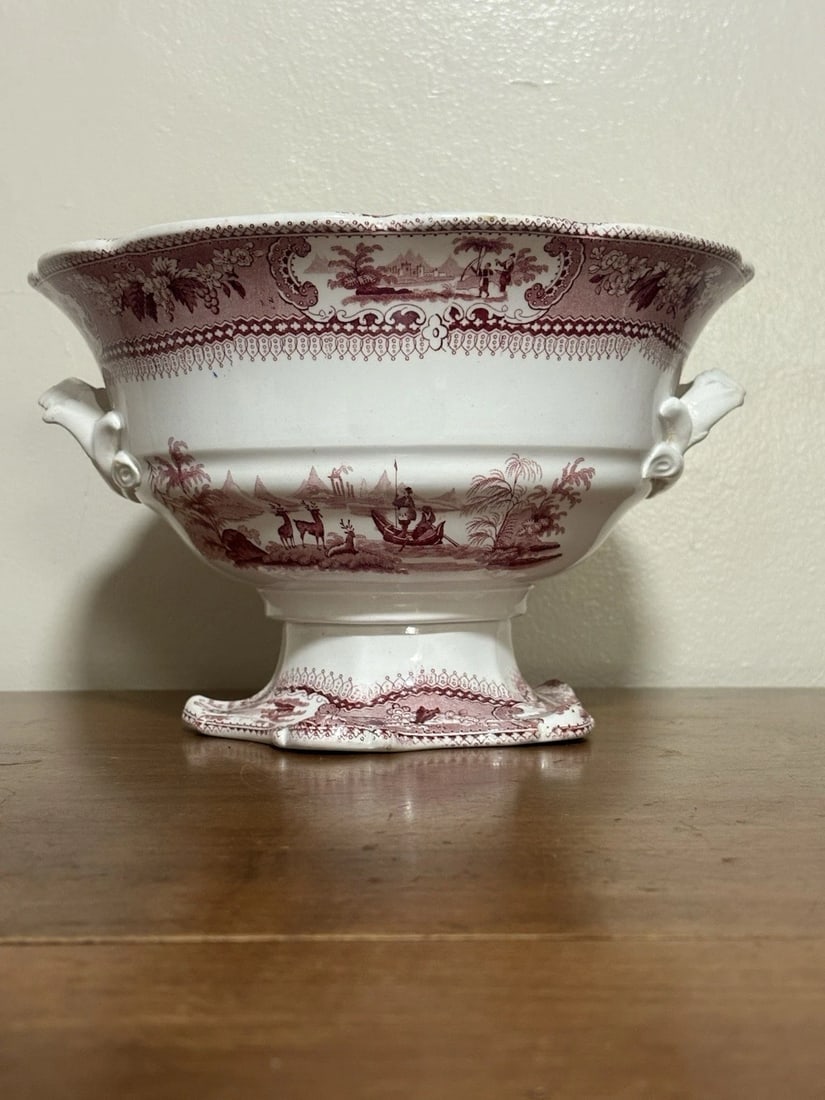 Red Belzoni Staffordshire Compote: It measures 6 3/8” x 9 5/8” and dates around the 1830’s. It has no chips, cracks or repairs Shipping:Domestic: Flat-rate of $15.00 to anywhere within the contiguous