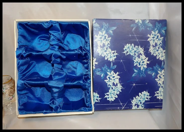 Bohemian Hand Painted Brandy/Cognac Sniffers with 22kt Gold Accents with Presentation Box - 13