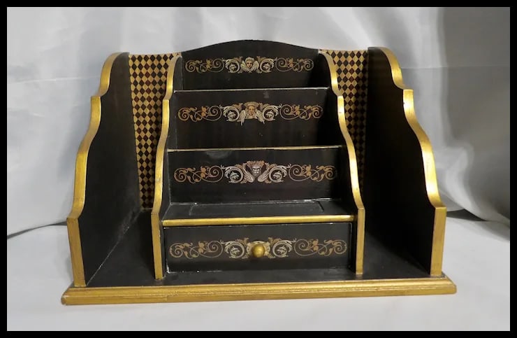 Vintage Ornate Desk Organizer with Drawe - 2