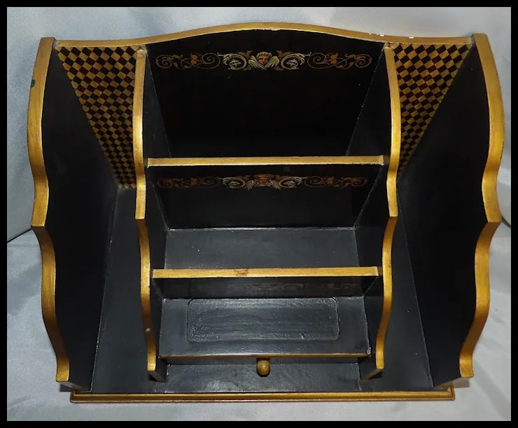 Vintage Ornate Desk Organizer with Drawe - 7