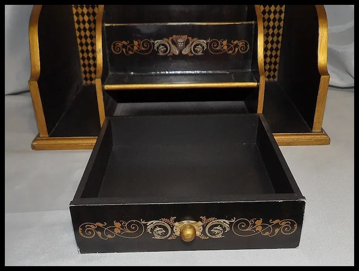 Vintage Ornate Desk Organizer with Drawe - 8