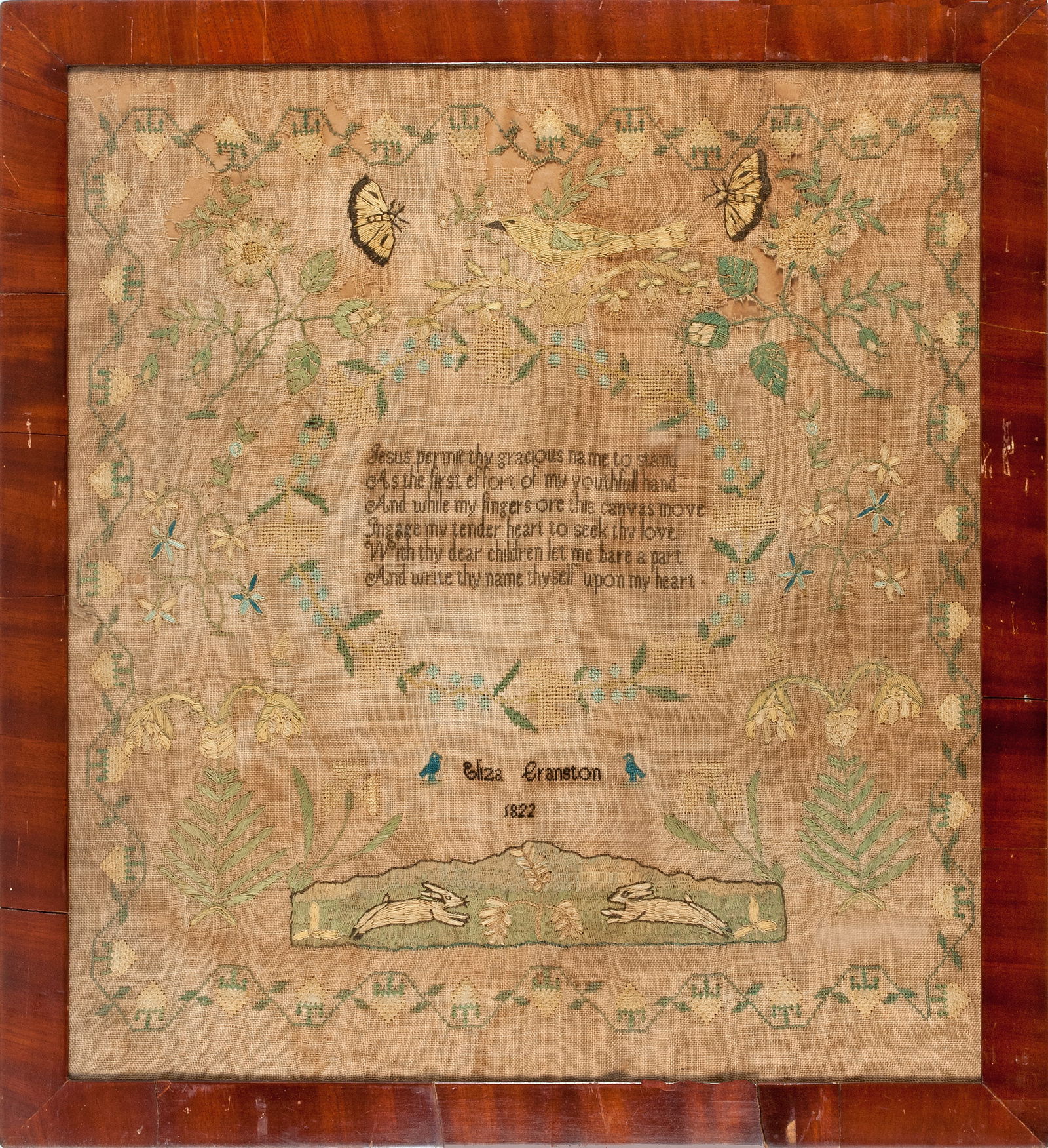 NEEDLEWORK SAMPLER – DELAWARE 1822 by Eliza Cranston (1 of 1)