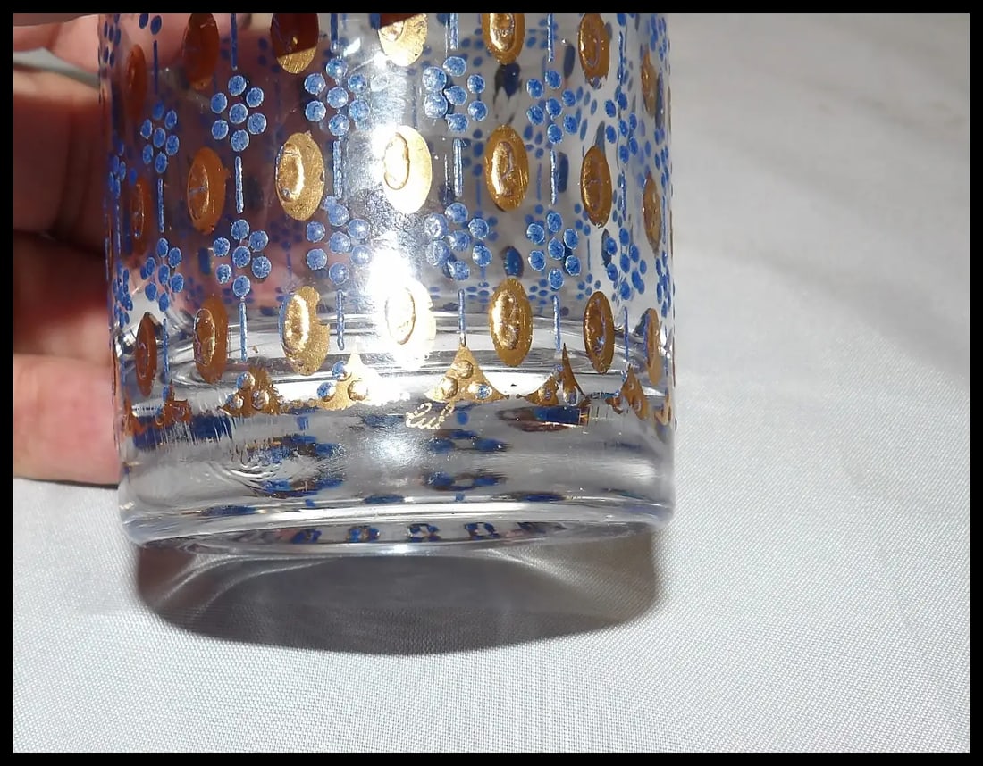 RARE Culver 22k Gold Blue Highball Glasses - 12