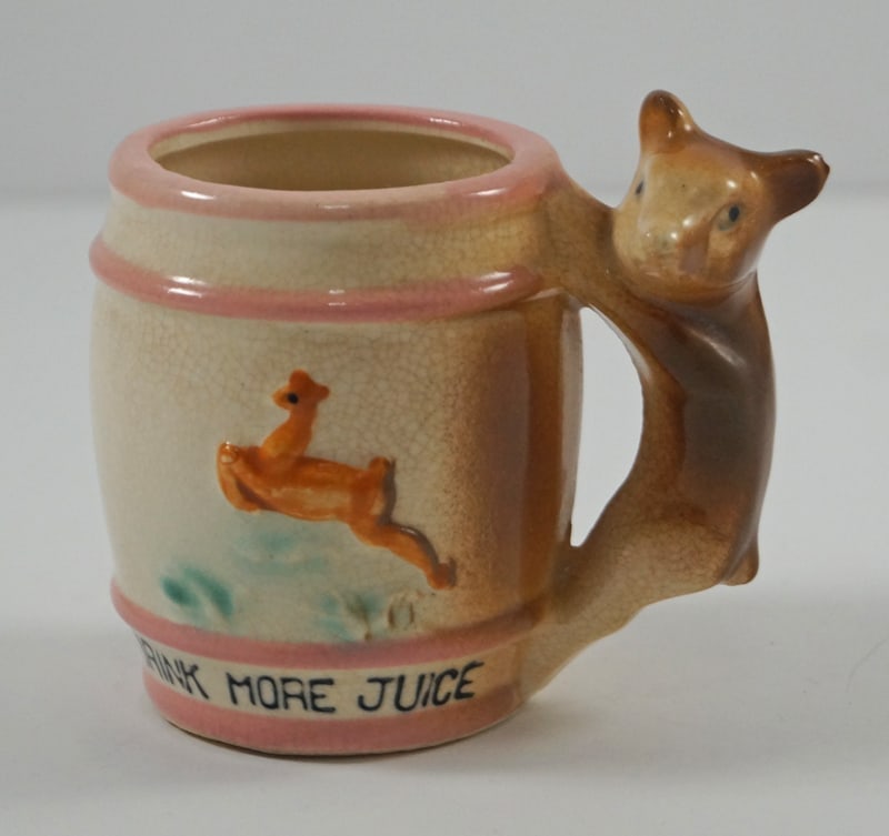 Children’s Ceramic Drink More Juice Mug Deer: Title: Children’s Ceramic Drink More Juice Mug DeerDimension: 2 7/8” tall x app. 2” diameter at top.Date: ---Additional Information: Offering a wonderful child’s ceramic Milk