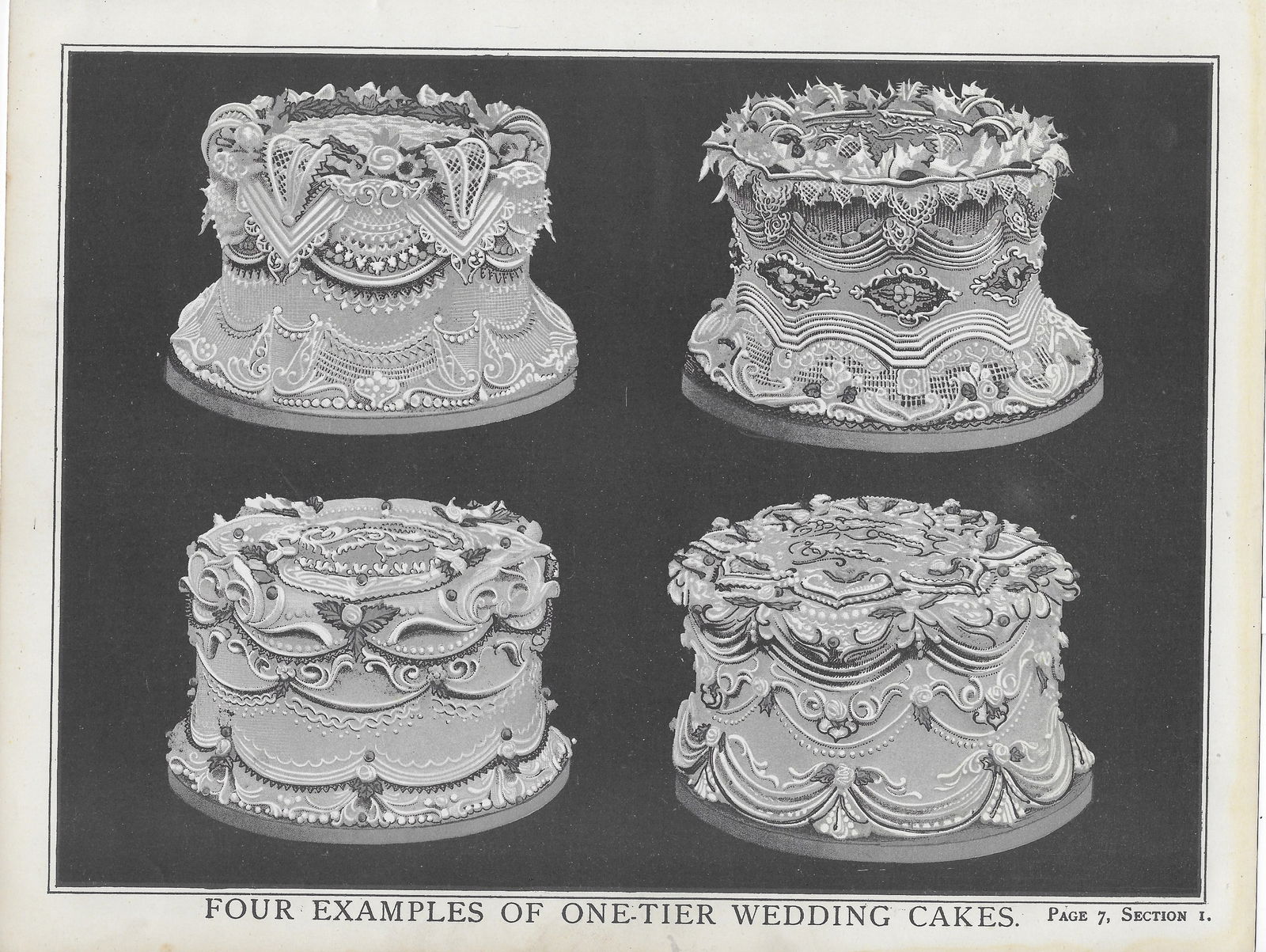 Four Examples of Wedding Cakes - antique print (1 of 1)