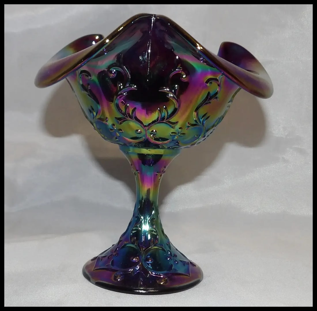 Fenton Amethyst Spanish Lace Carnival Glass Small Compot - 2