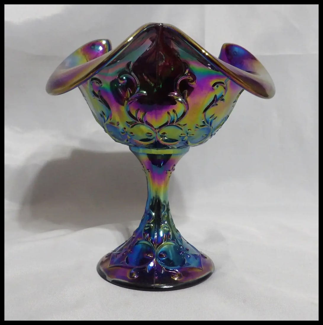 Fenton Amethyst Spanish Lace Carnival Glass Small Compot - 3