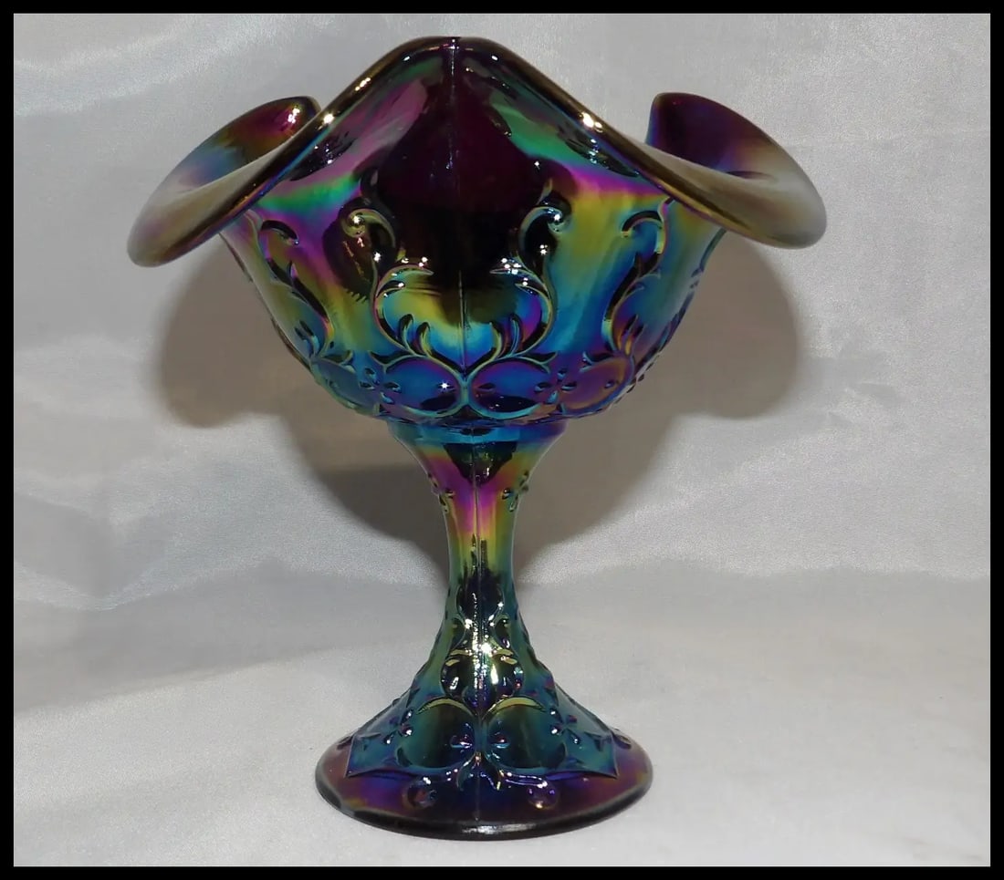 Fenton Amethyst Spanish Lace Carnival Glass Small Compot - 6