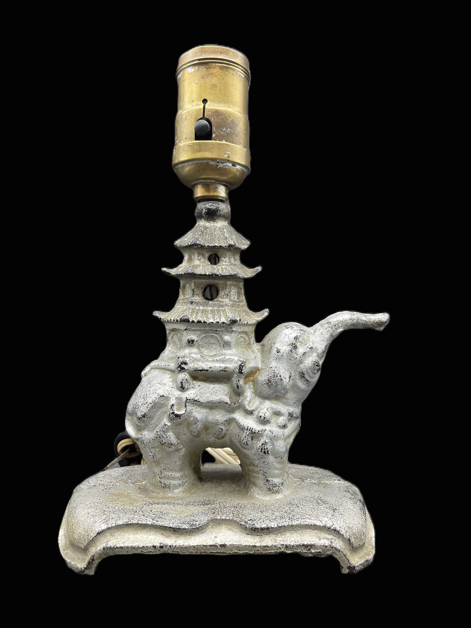 Cast Iron Art Deco Nouveau Arts & Craft Elephant Pagoda Lamp (1 of 8)