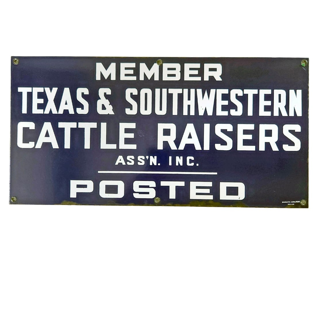 Member Texas & Southwestern Cattle Raisers Assn Inc Posted Porcelain on Metal Sign (1 of 9)