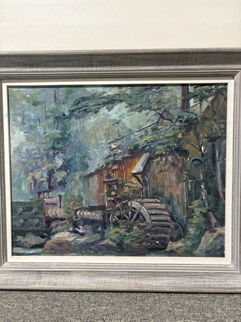 1960’s Oil On Board Covered Bridge Painting - 2
