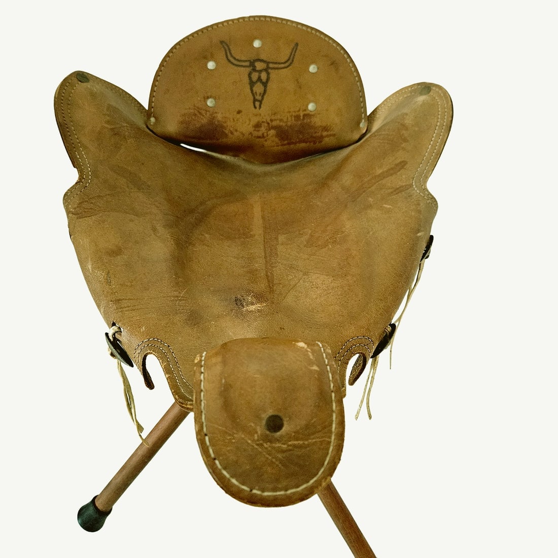 Unique 1950’s Child's Leather Saddle Chair - 4