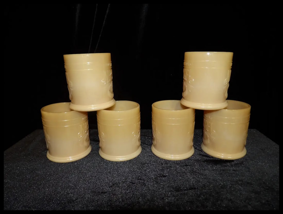 Vintage Slag Glass Whataburger Buffalo Indian Head Nickle Refill Cups - 3