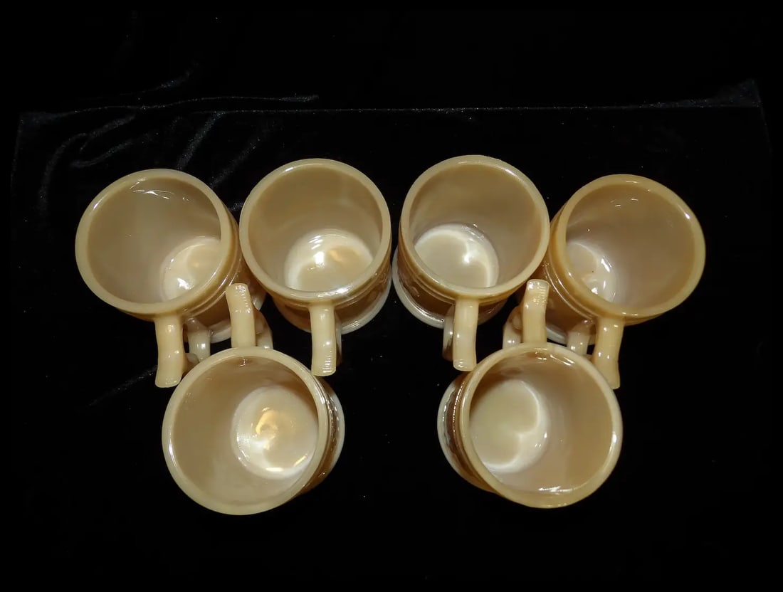 Vintage Slag Glass Whataburger Buffalo Indian Head Nickle Refill Cups - 4