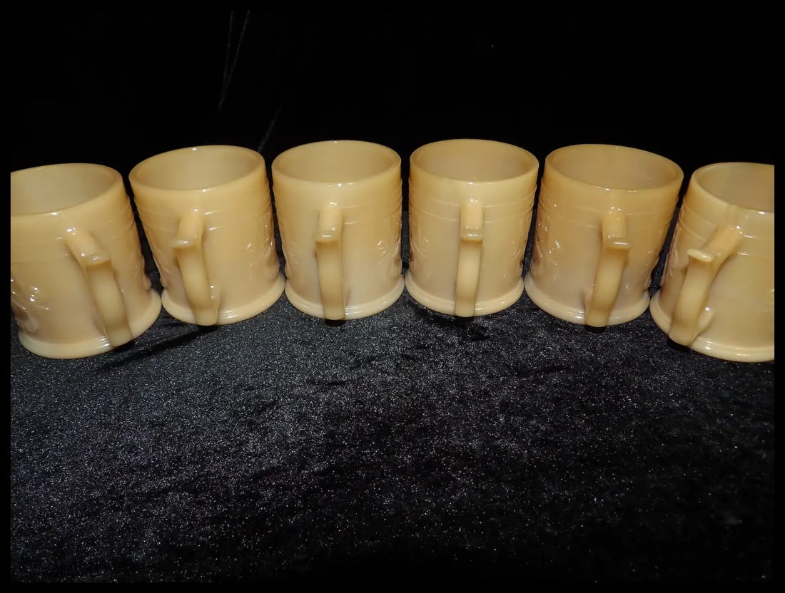 Vintage Slag Glass Whataburger Buffalo Indian Head Nickle Refill Cups - 6