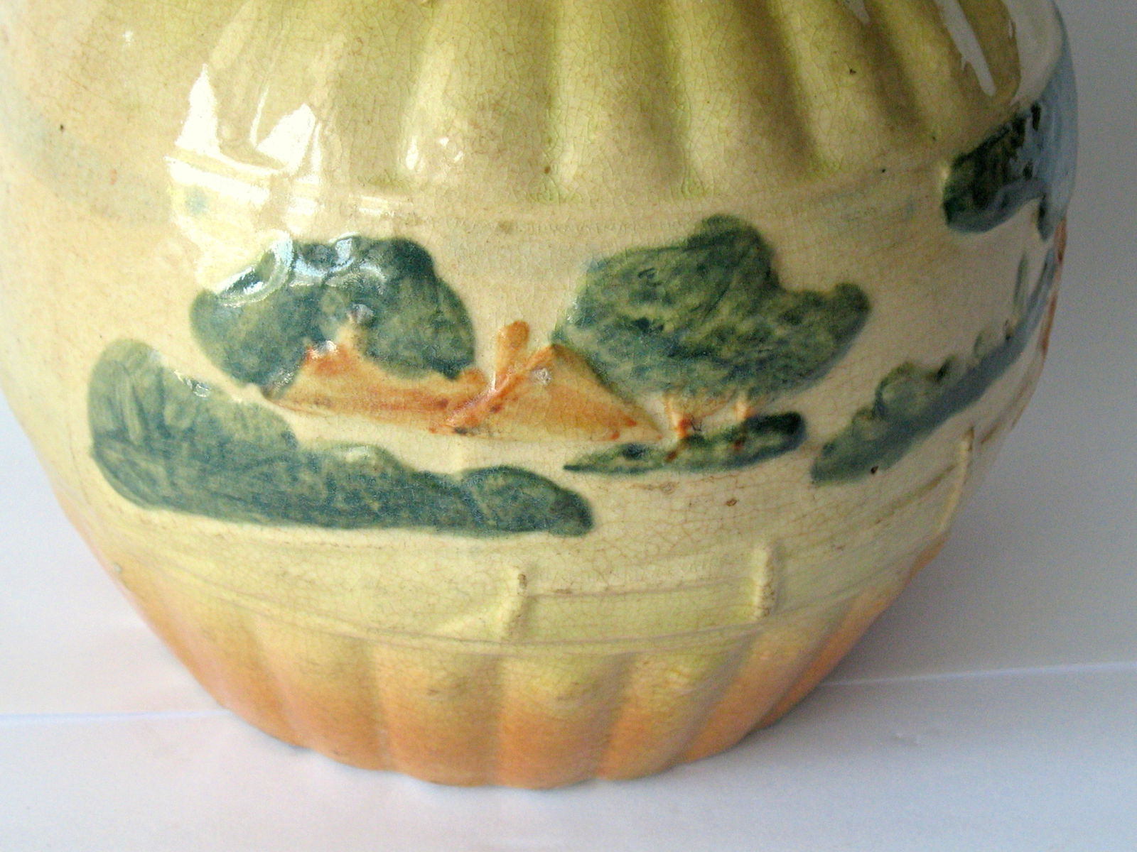 Antique yellow ware cream pitcher. - 3