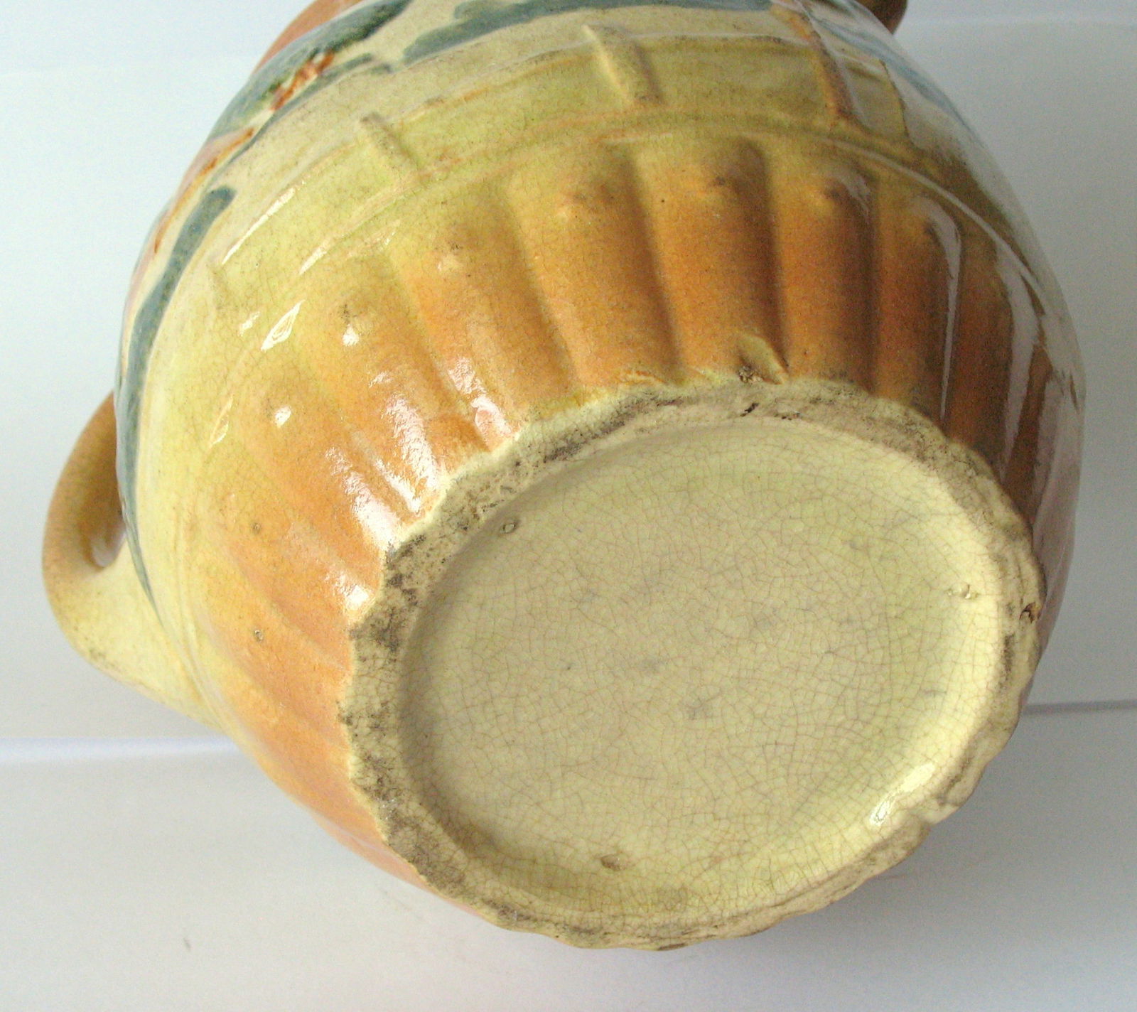 Antique yellow ware cream pitcher. - 4