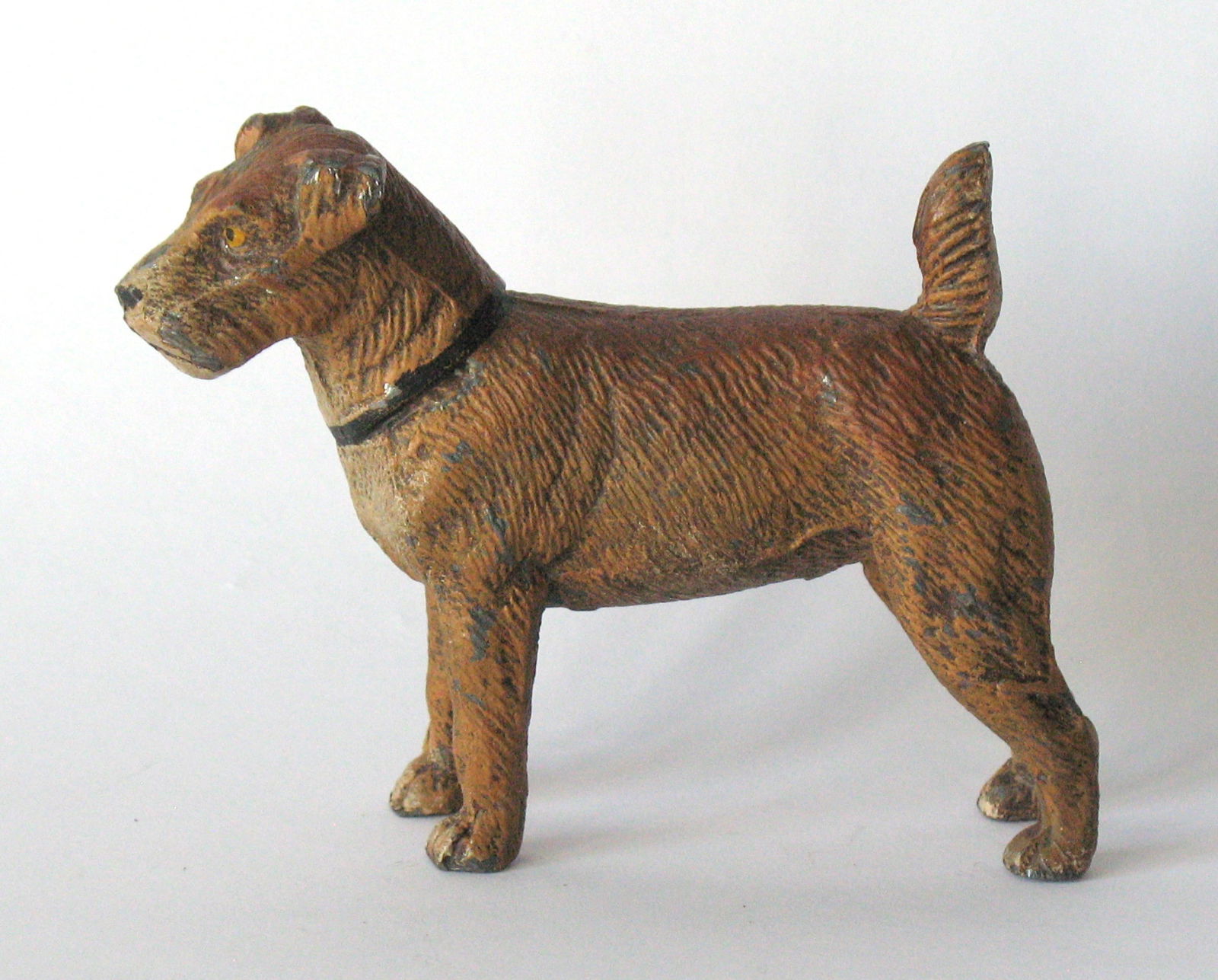 Antique cold painted metal Fox Terrier figurine. (1 of 4)