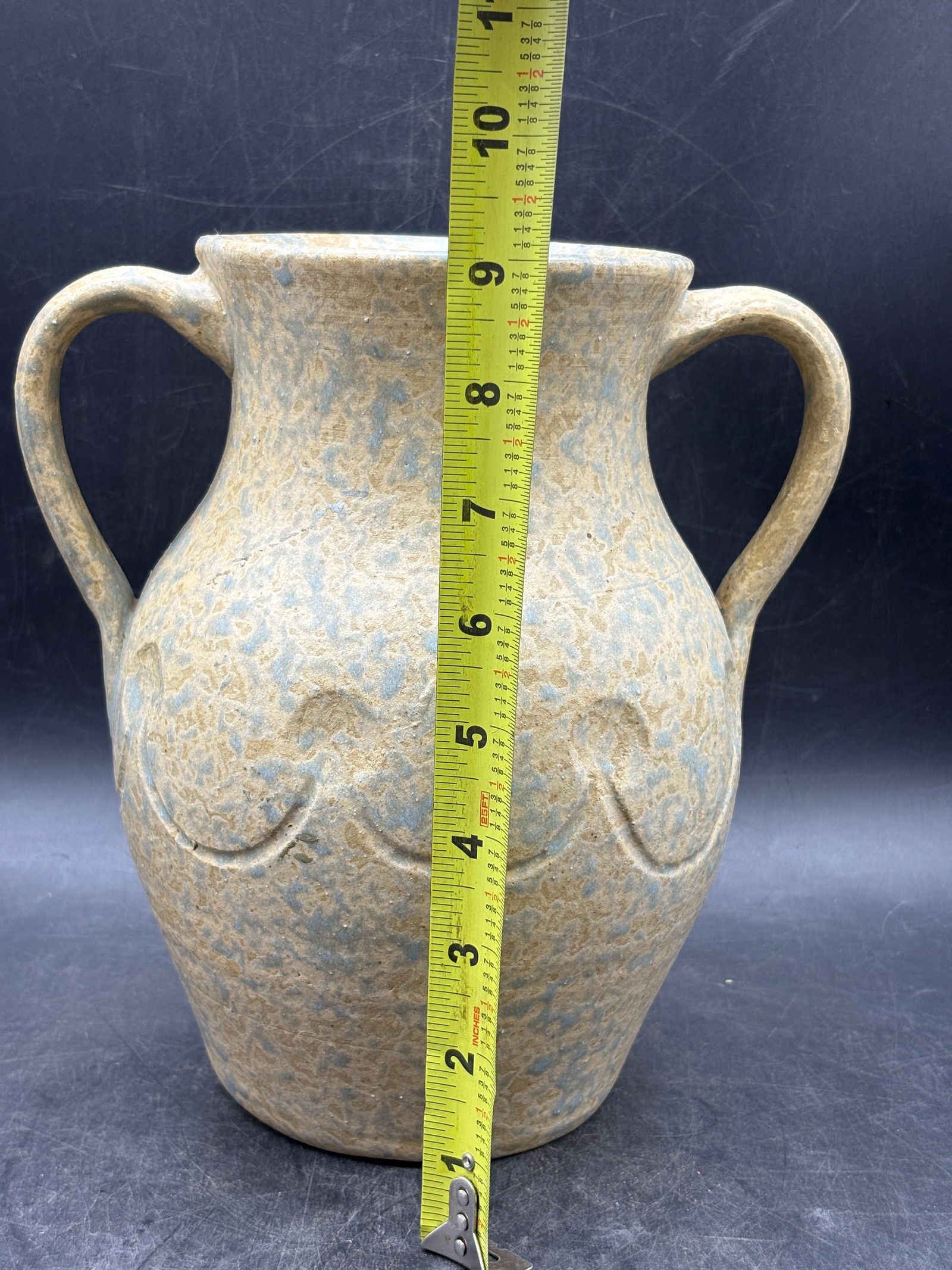 Beautiful Blended Amphorae Art Pottery Vase Seafoam Color - 8