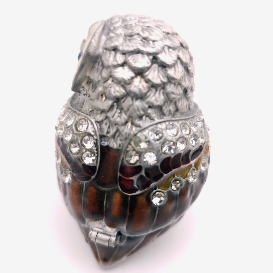 Pair of Bejeweled Enamel Trinket Boxes Owl and Yorkshire Terrier - 7