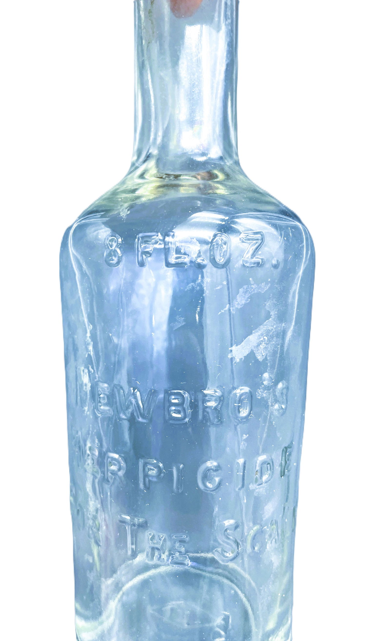 ANTIQUE BARBER BOTTLE NEWBROS HERPICIDE FOR THE SCALP HAIR TONIC - 3