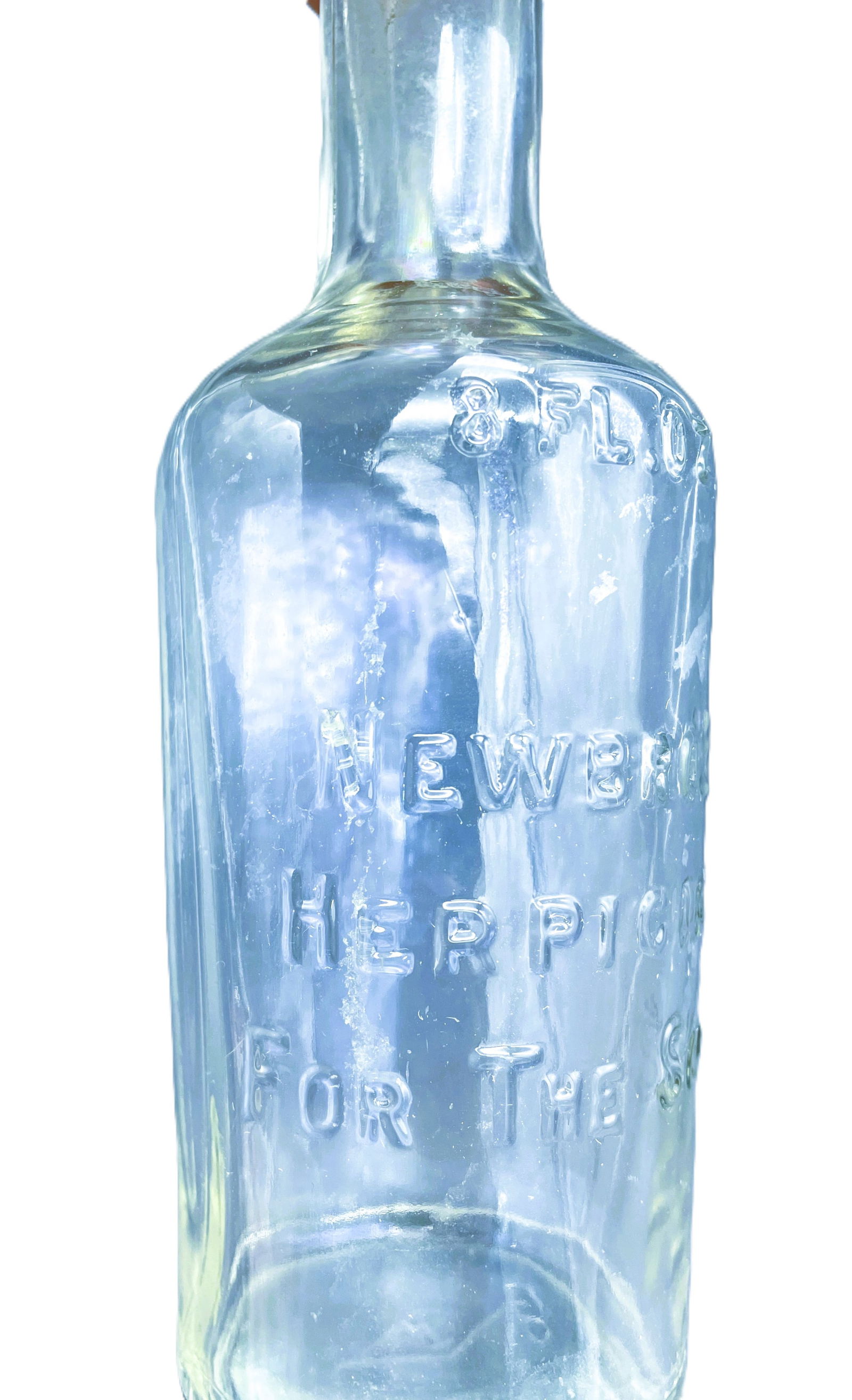 ANTIQUE BARBER BOTTLE NEWBROS HERPICIDE FOR THE SCALP HAIR TONIC - 4