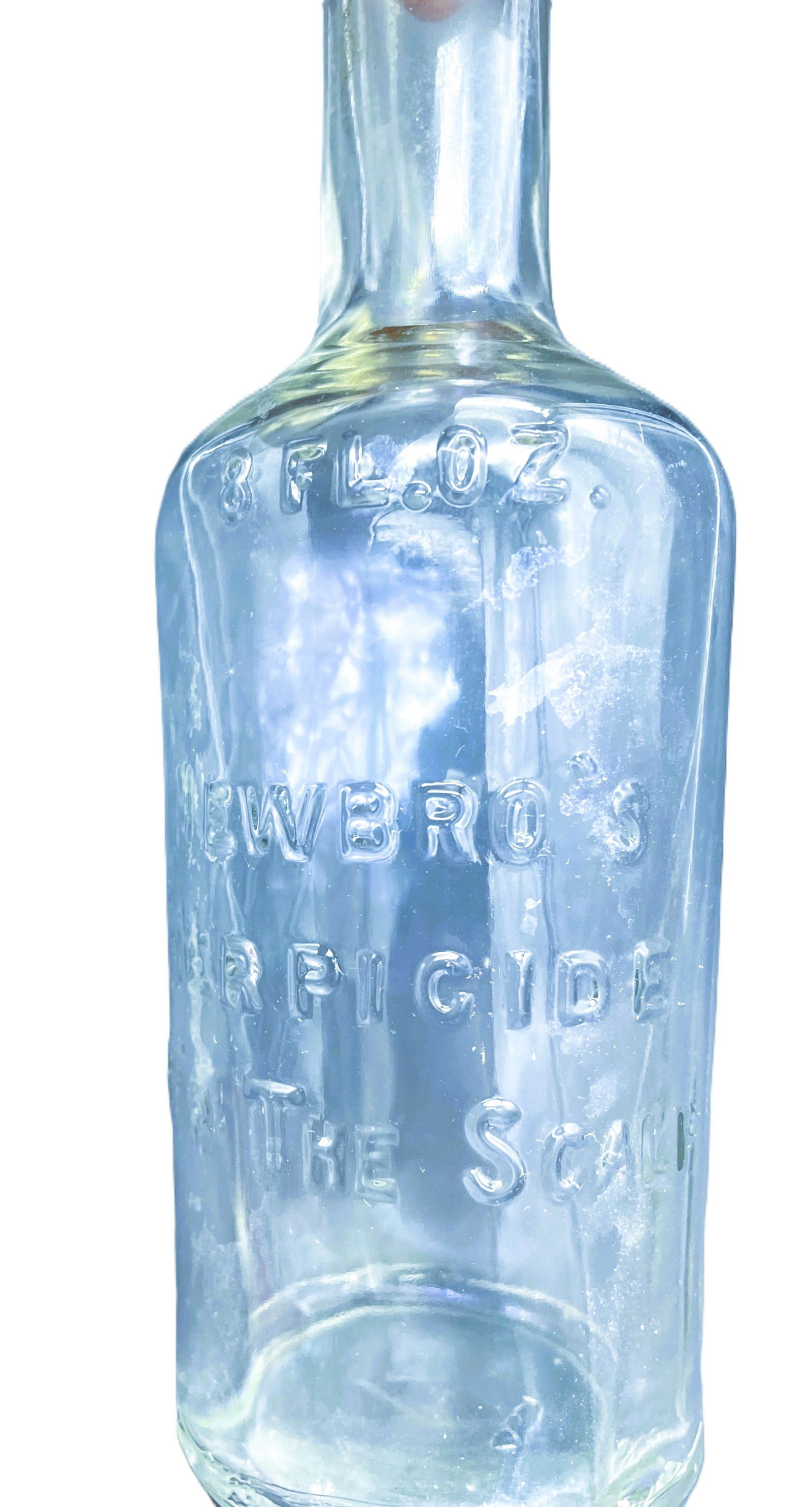 ANTIQUE BARBER BOTTLE NEWBROS HERPICIDE FOR THE SCALP HAIR TONIC - 5