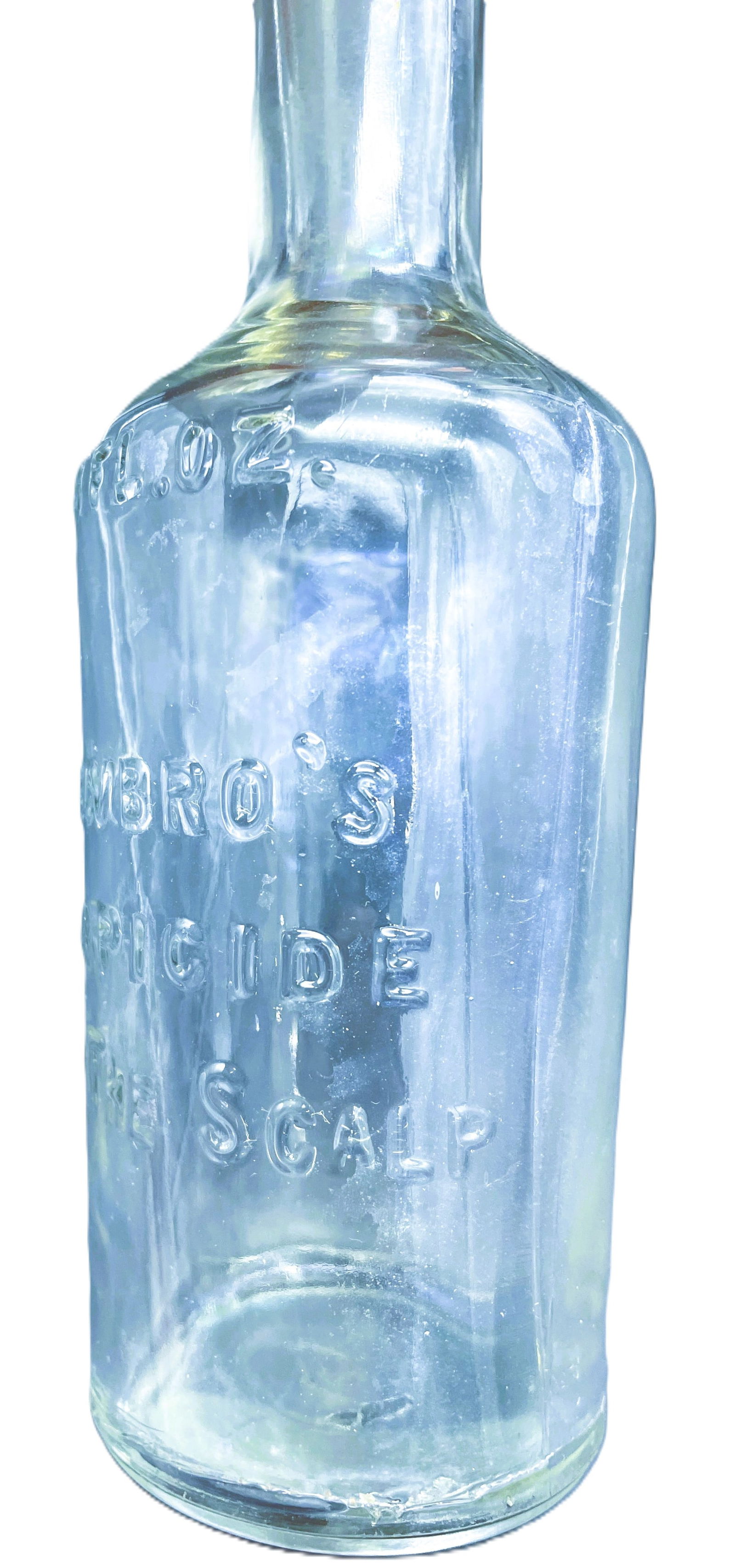 ANTIQUE BARBER BOTTLE NEWBROS HERPICIDE FOR THE SCALP HAIR TONIC - 6