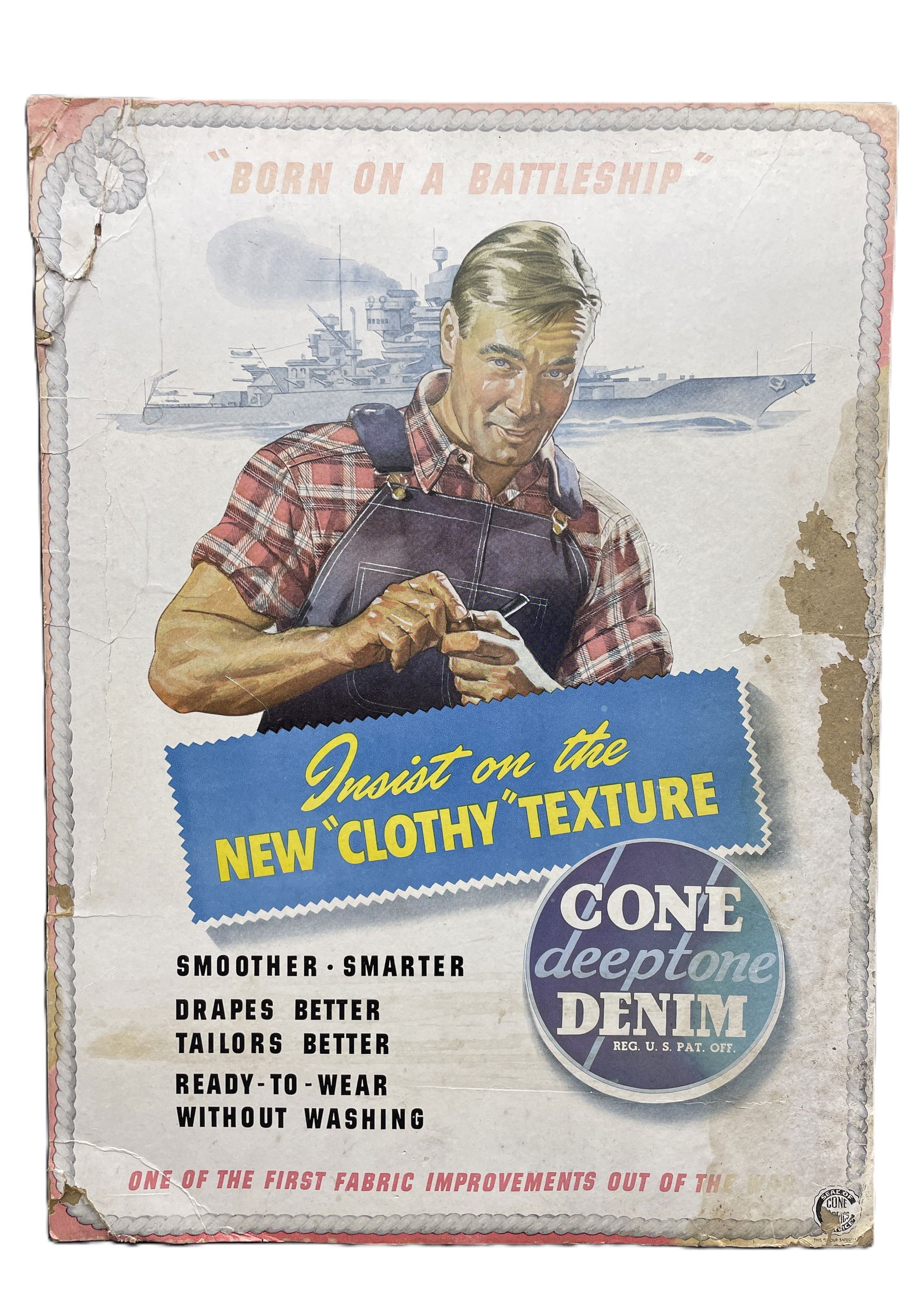 Rare 1940's Cone Denim Advertising 19" x 14" (1 of 8)