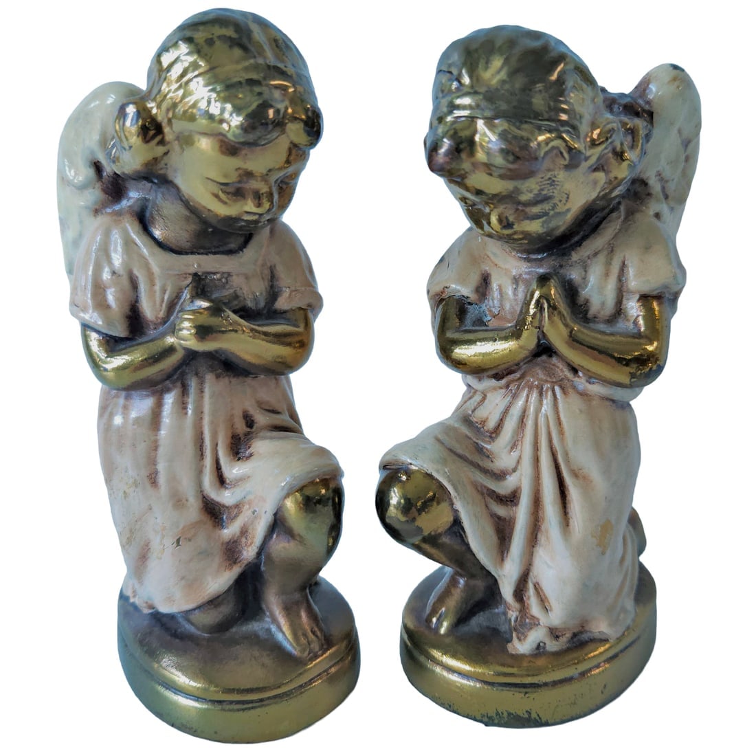 Pair of Praying Angel Statues Bronze Clad Over Plaster (1 of 7)