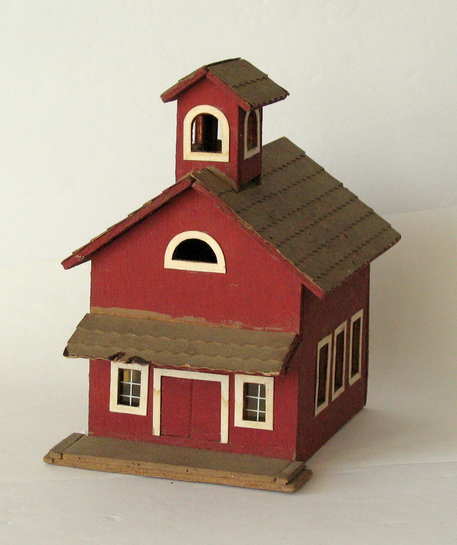Antique folk art wood Christmas village country schoolhouse. (1 of 4)
