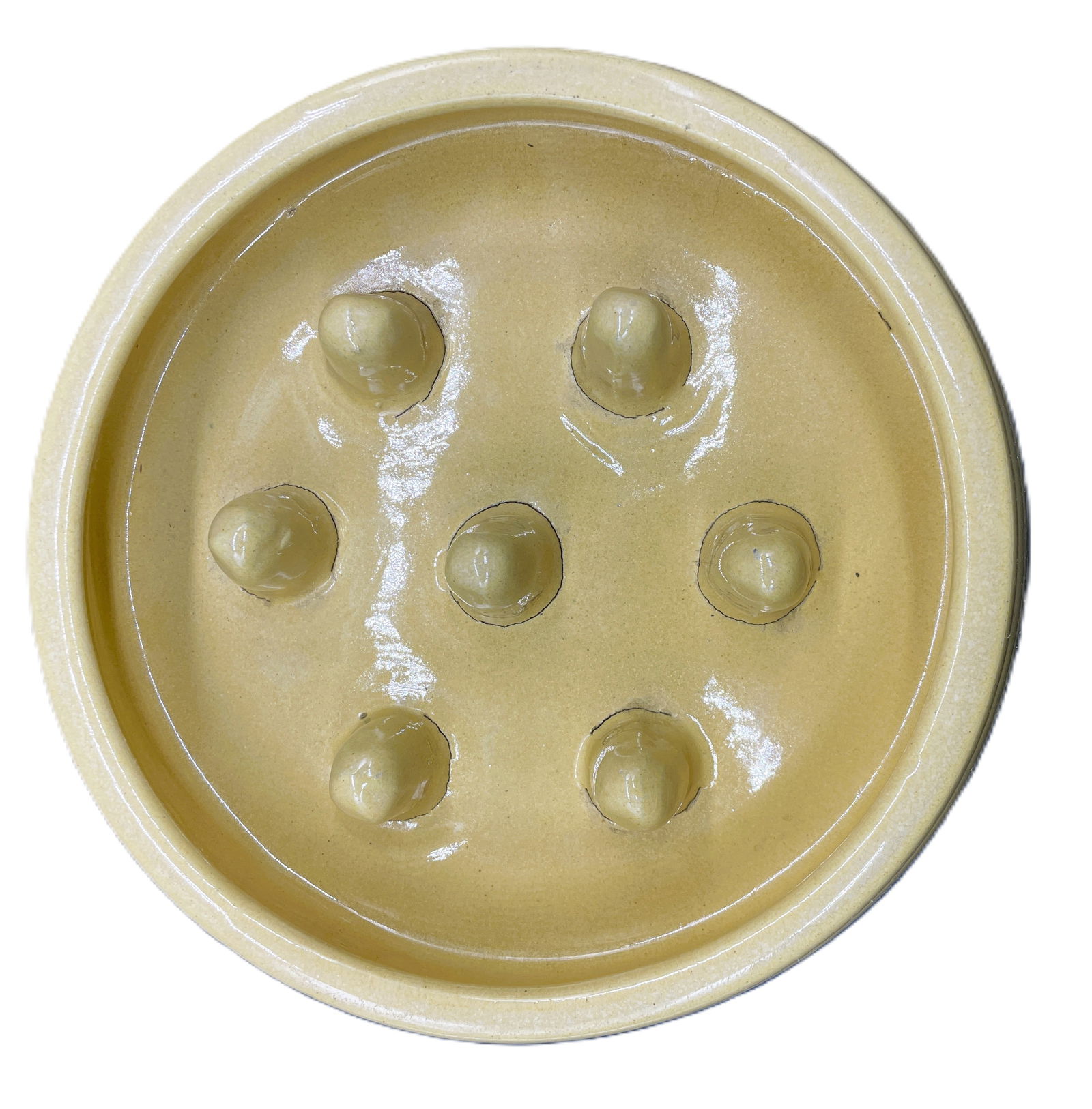 Vintage Yellow Art Pottery Dog Bowl Food Bowl - 6