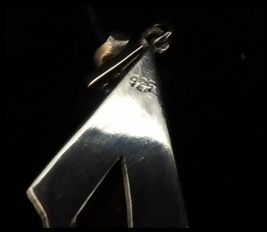 Vintage 925 Silver Earrings with Art Deco Geometric Shape - 4