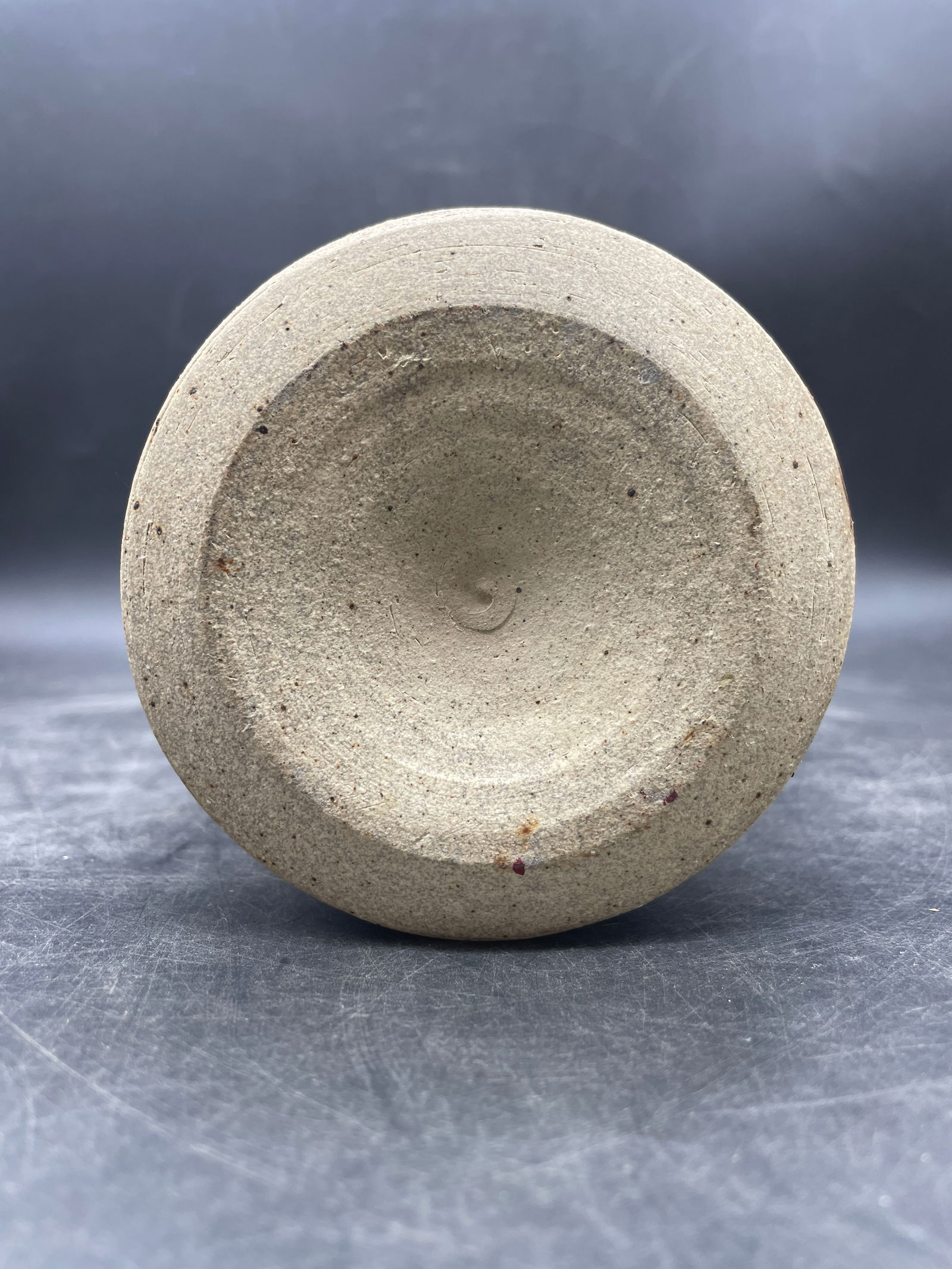 8.5" Signed Japanese or Asian Pottery Vase, Abstract Design - 8