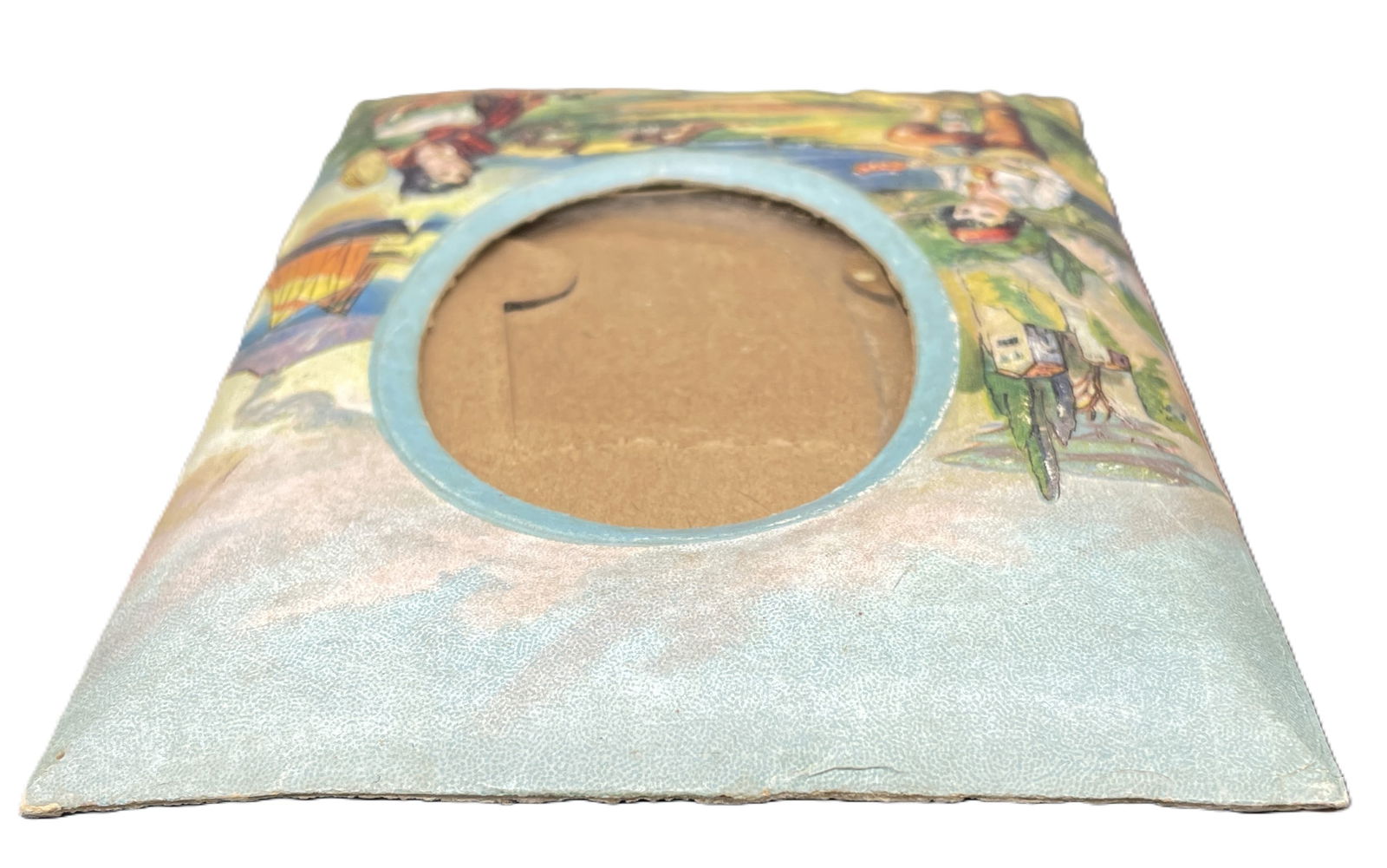 1890's CD KENNY CO. ADVERTISEMENT EMBOSSED HAND PAINTED GERMAN BOY/GIRL SCENE FRAME - 5