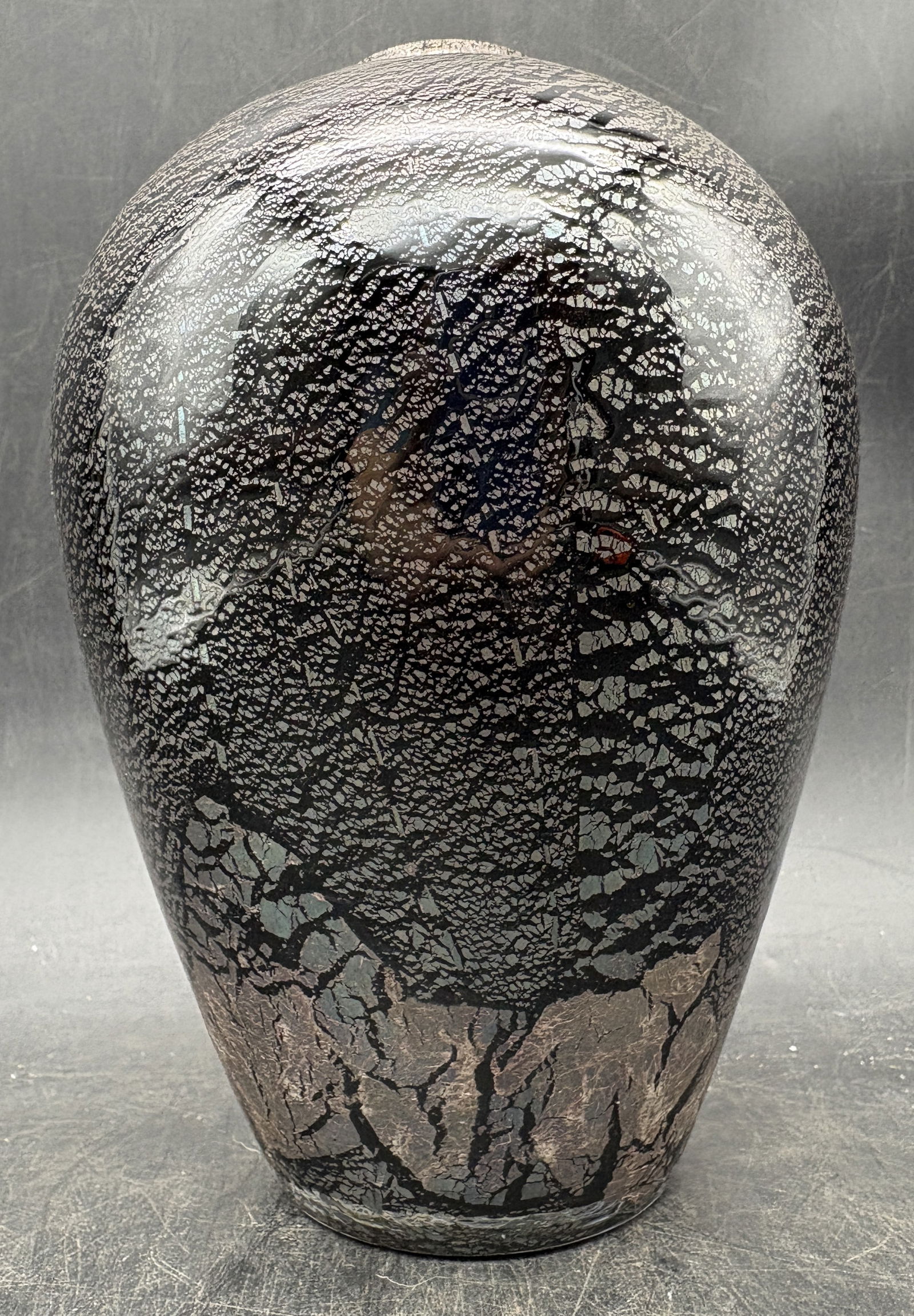 Vintage Larry Laso For Mikasa Black & Bronze Glaze Vase by Laslo Japan - 7" Tall - 4