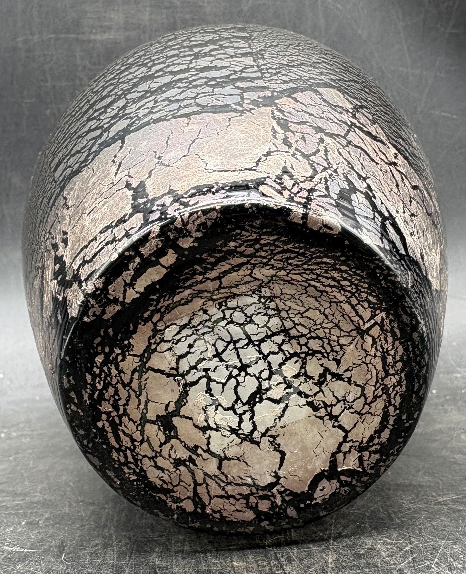 Vintage Larry Laso For Mikasa Black & Bronze Glaze Vase by Laslo Japan - 7" Tall - 6