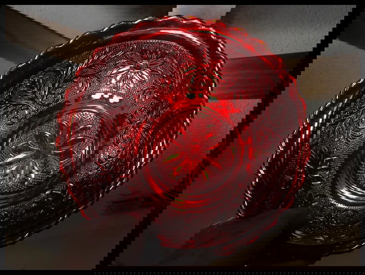 Royal Ruby Sandwich Glass Bowl - 5