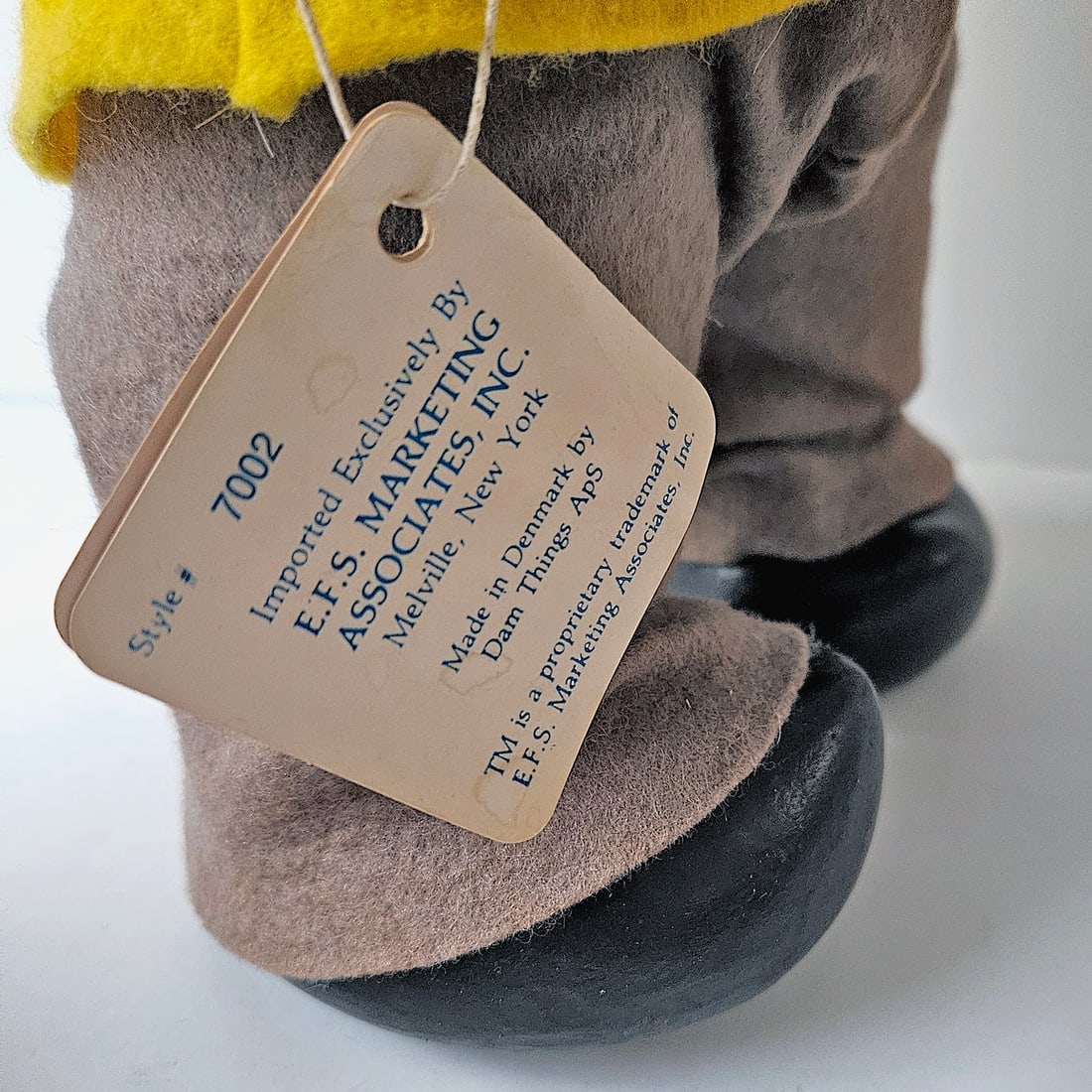 Original Grandpa Norfin Troll Dolls by Thomas Dam 1977 in Yellow and Brown Felt Clothing #7002 - 6