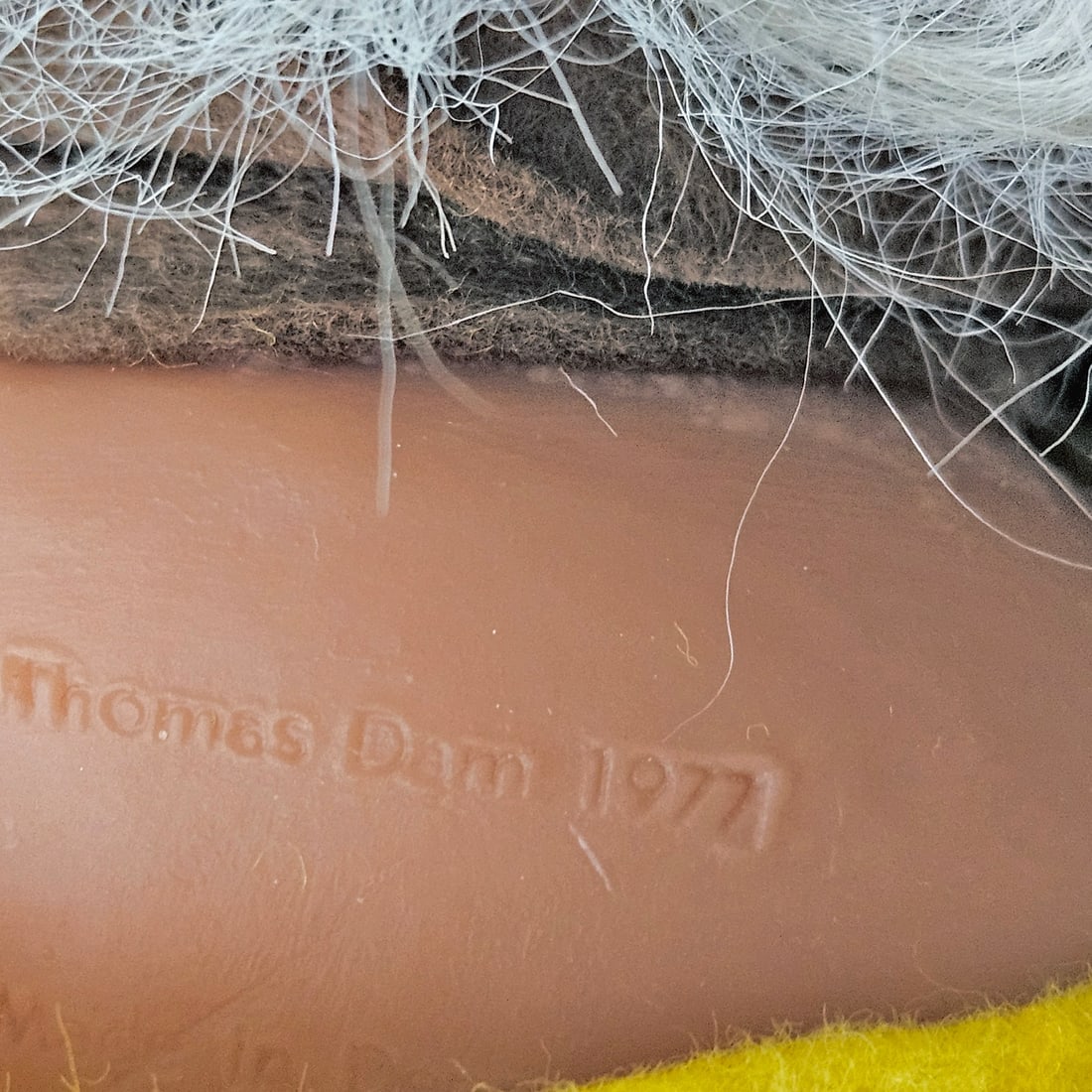 Original Grandpa Norfin Troll Dolls by Thomas Dam 1977 in Yellow and Brown Felt Clothing #7002 - 7