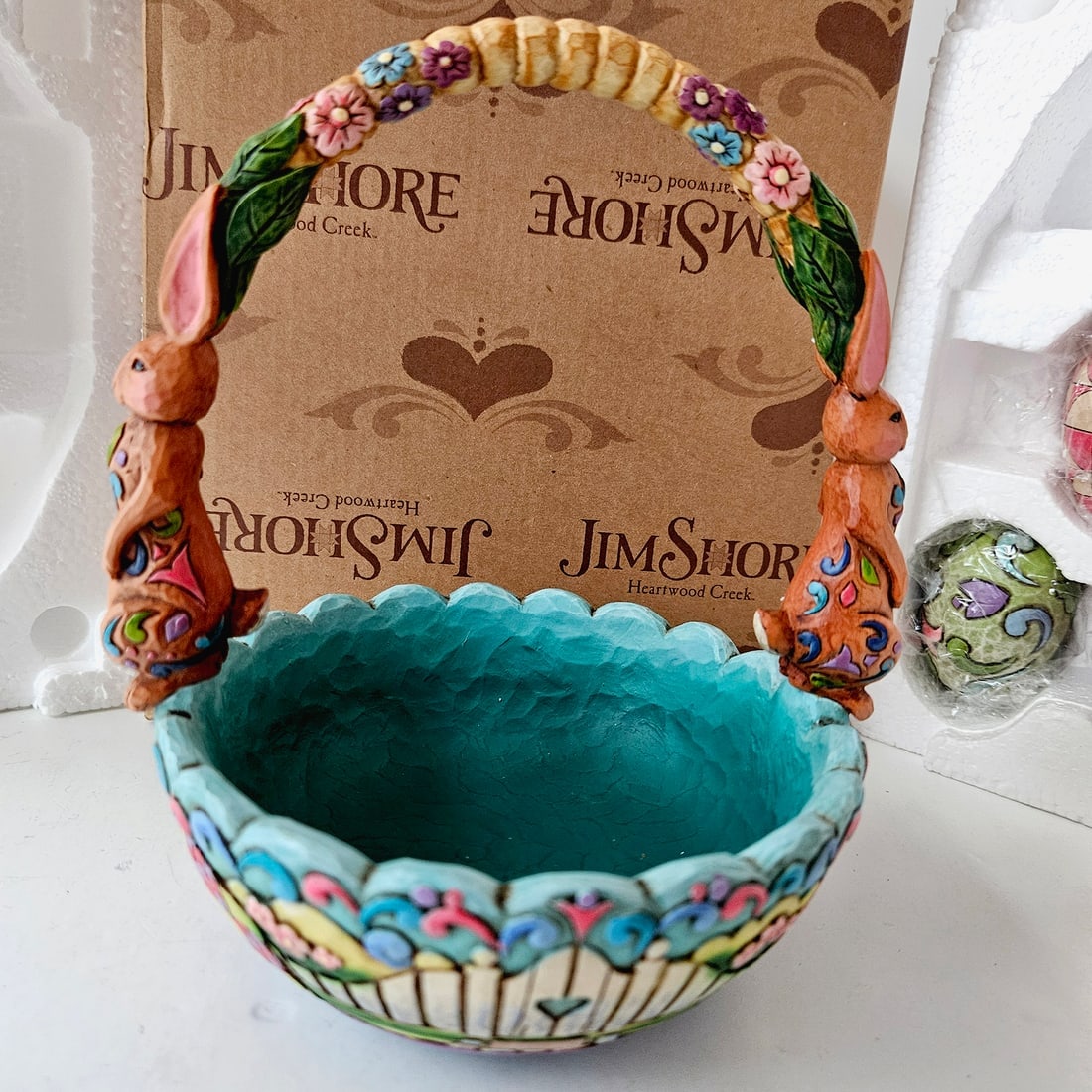 2006 Jim Shore Hunting Eggs Finding Joy Easter Basket - 2