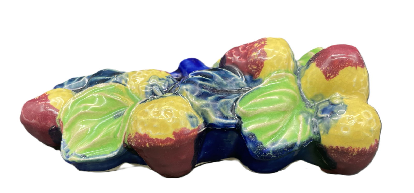 Vintage Majolica Fruits Wall Pocket Japan - 3