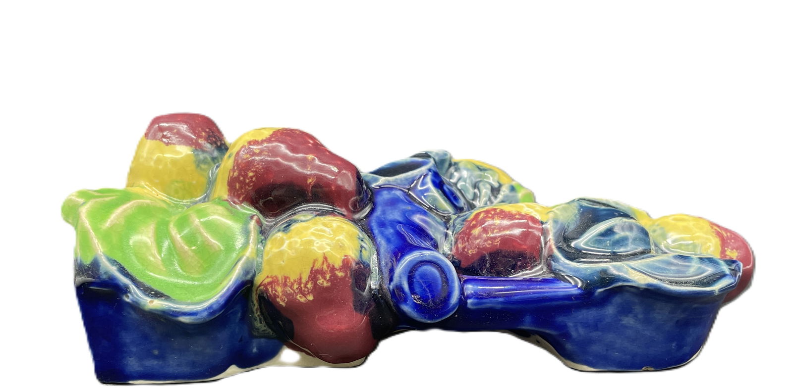 Vintage Majolica Fruits Wall Pocket Japan - 5