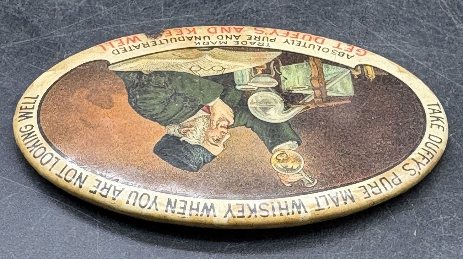 ANTIQUE DUFFY'S PURE MALT WHISKEY Celluloid POCKET MIRROR Advertising - 4