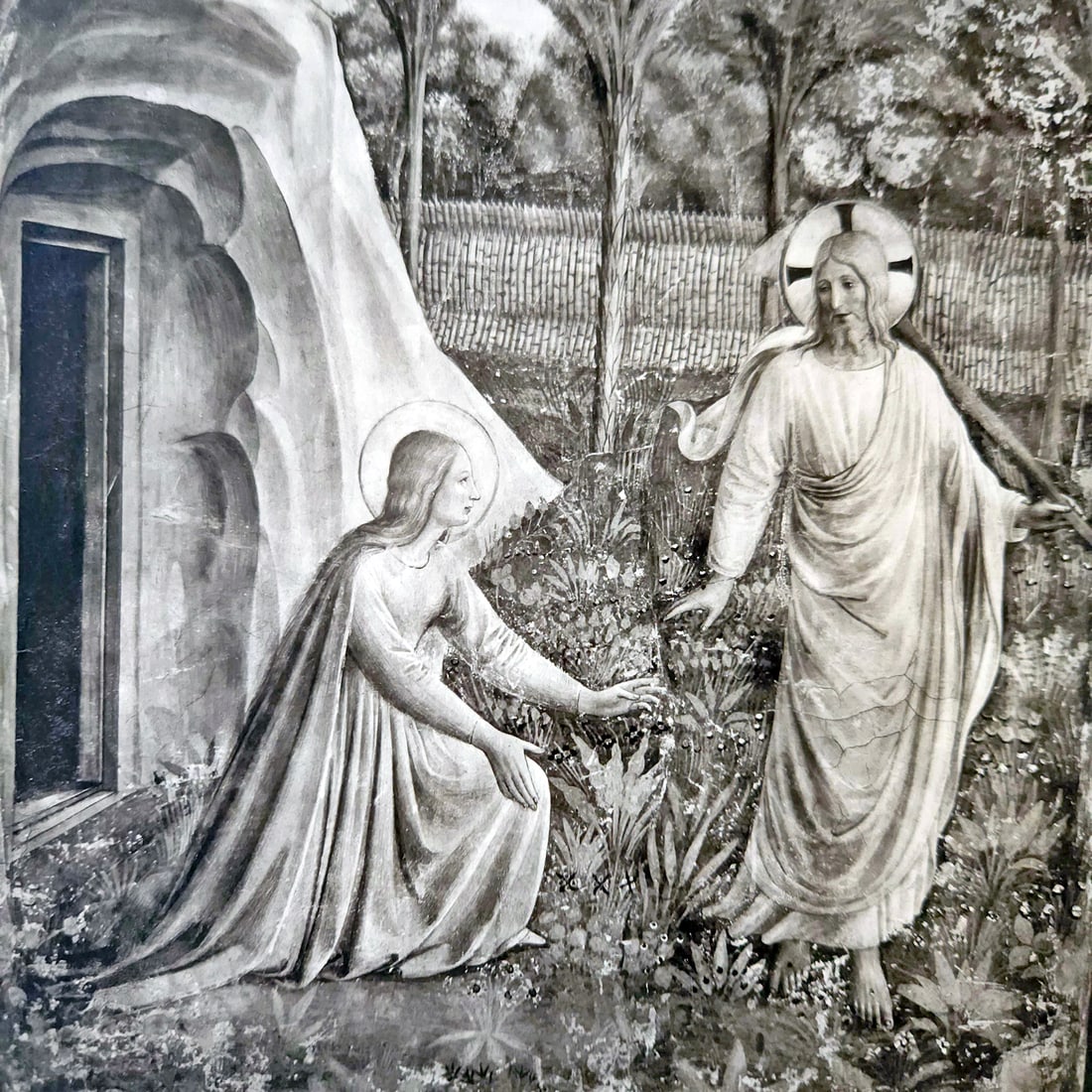 1854 Albumen Print of Noli Me Tángere - Mary Magdalene at the open sepulchre at Christ's feet - 3