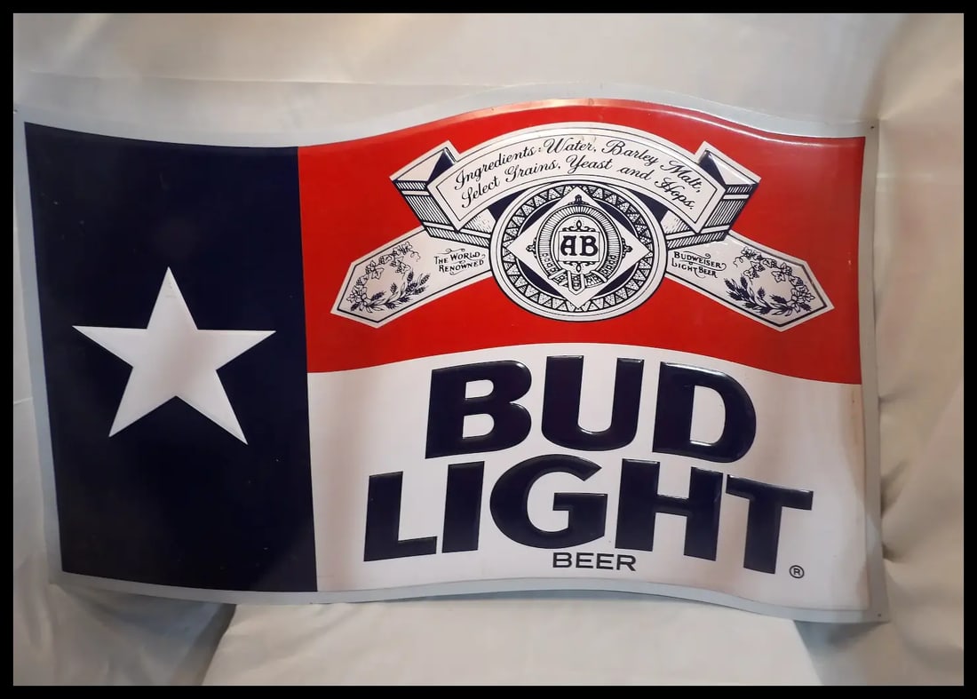 Rare Vintage Bud Light Texas Flag Metal Sign - 8